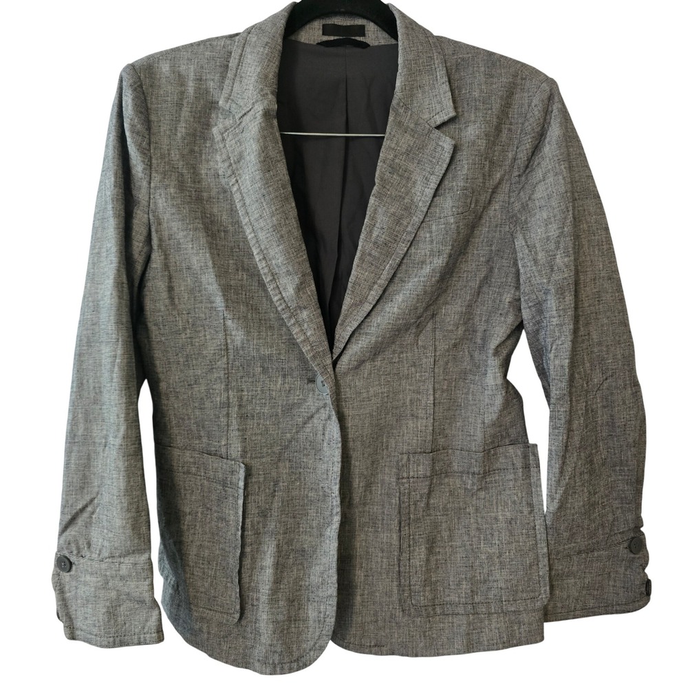 ATM Anthony Thomas Melillo Womens Grey Cotton Linen Blazer Jacket Size 8